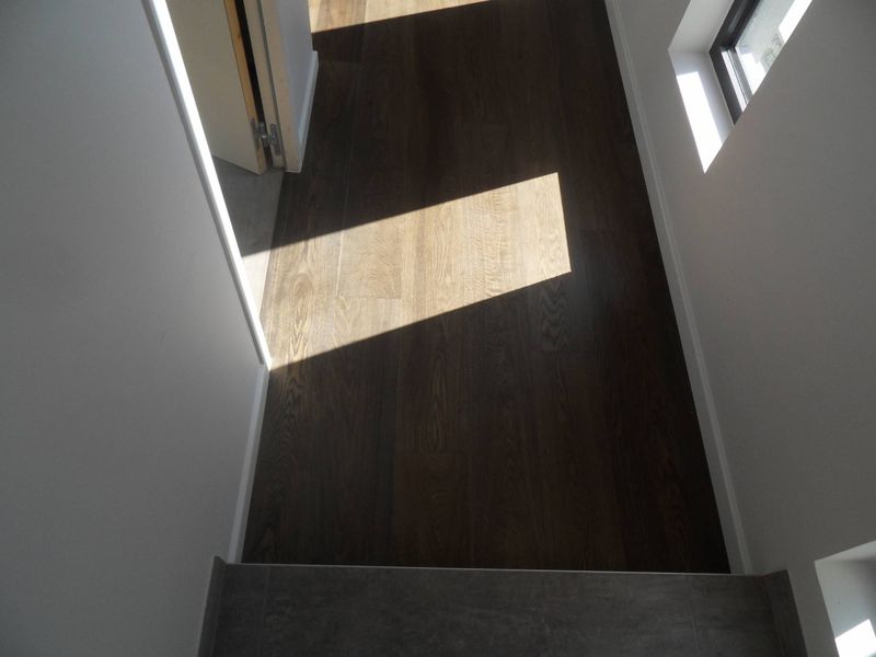 PARQUET CHENE COLLE SUR ANCIEN CARRELAGE HUILE A PUYLOUBIER 